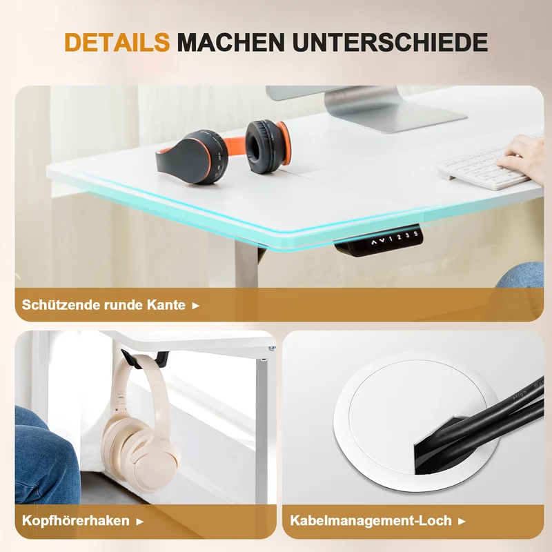 Elektrisch Verstellbarer Computertisch weiß DTS110