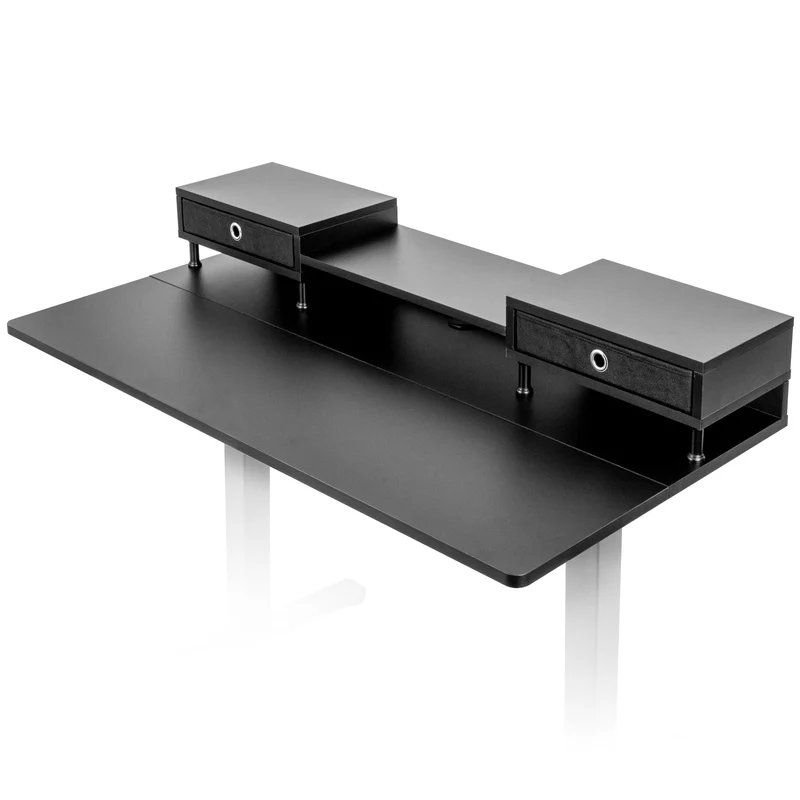 Duronic DD1 BK Schreibtisch, Schreibtischplatte mit Schubladen, Tischplatte 120 x 60 x 1,9 cm, Schreibtisch mit Monitorerhöhung, Ideal für höhenverstellbare Workstation, Sitz-Steh-Schreibtisch