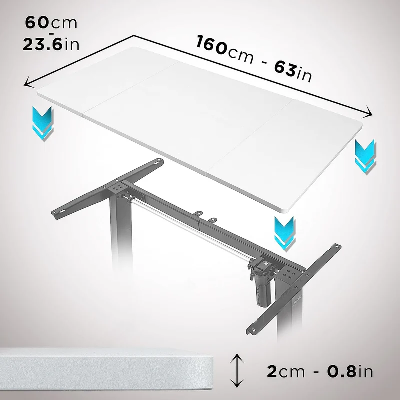 Duronic TT160 WE Tischplatte, Schreibtischplatte 160 x 60 x 1,9 cm, Table Top für individuellen Tisch, Ideal für höhenverstellbare Workstation, Sitz-Steh Schreibtisch für Home-Office und Büro