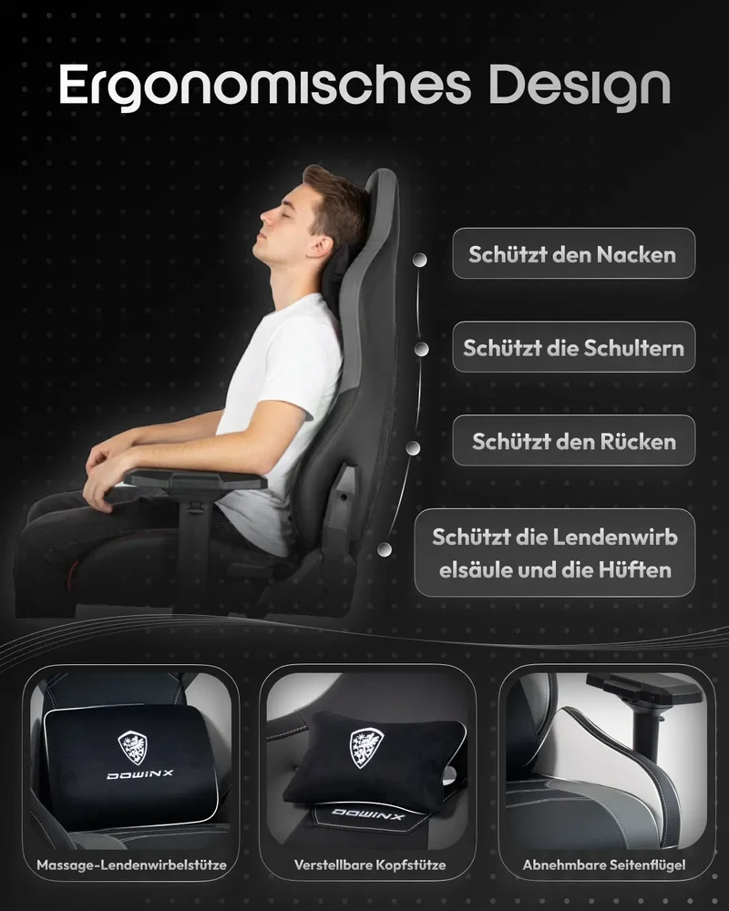 Dowinx Racing Gaming Chair LS-66D97A Black-gray
