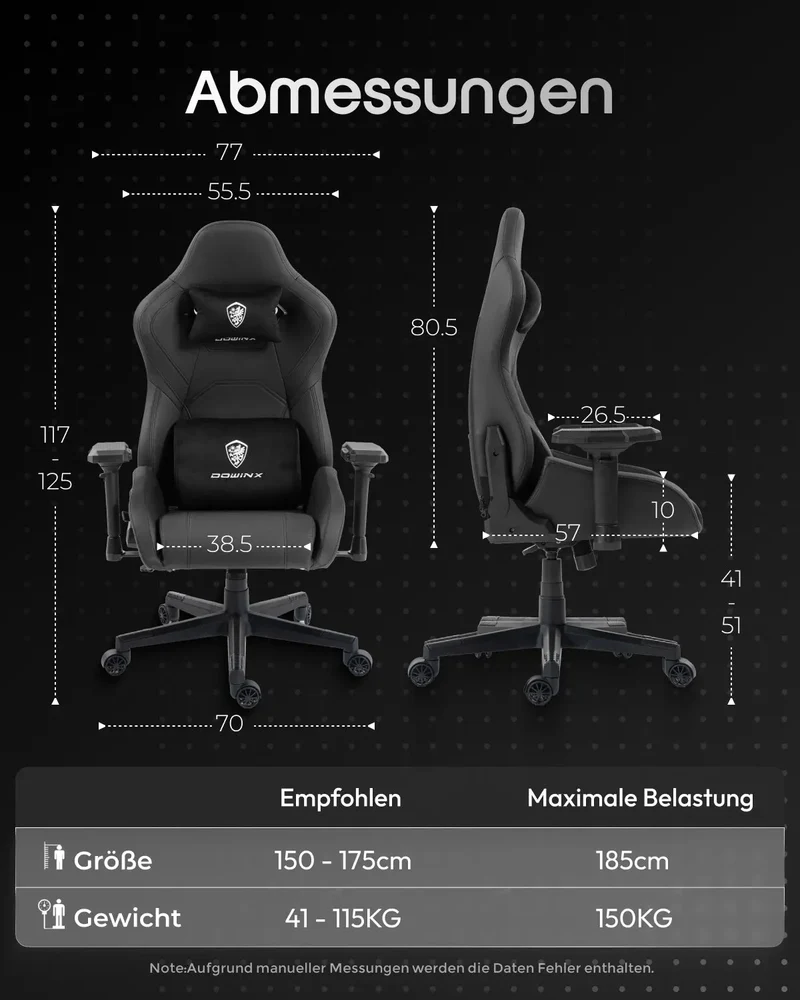 Dowinx Racing Gaming Chair LS-66D97A Black