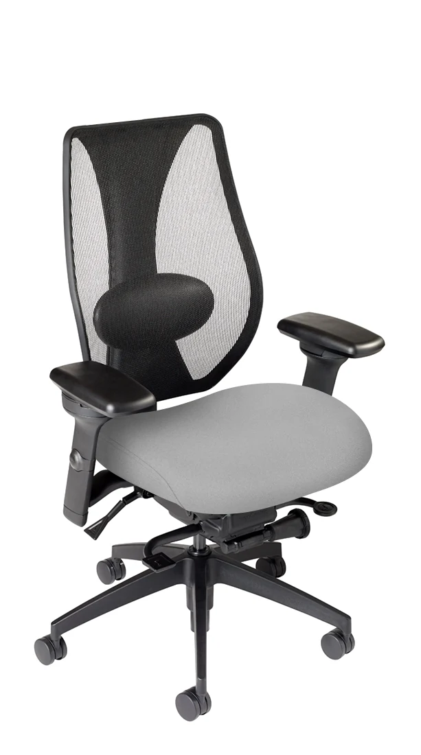 tCentric Hybrid with Mesh Backrest and Upholstered Seat, Synchro Glide Mechanism, Midnight Black Frame, Open House Asteroid Upholstery