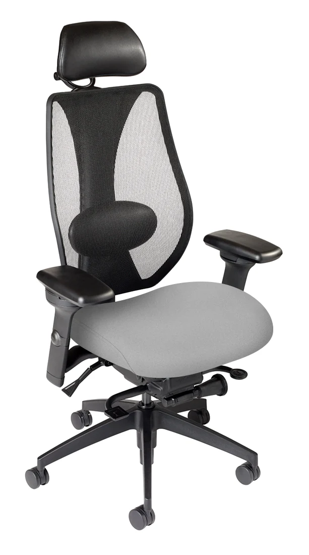 tCentric Hybrid with Mesh Backrest and Upholstered Seat, Synchro Glide Mechanism, Midnight Black Frame, Open House Asteroid Upholstery