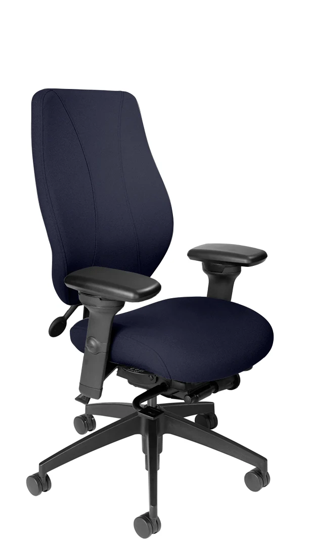 tCentric Hybrid with Upholstered Backrest and Seat, Synchro Glide Mechanism, Midnight Black Frame, Open House Midnight Upholstery