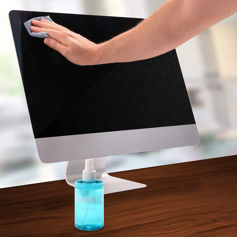 Duronic SCK101 Single Bildschirmreiniger mit Mikrofasertuch | 200 ml Displayreiniger für Monitore, Smartphones und Tablets | Screen Cleaner für LCD und OLED | Auch als Glasreiniger geeignet