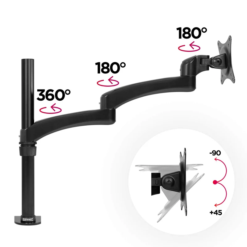 Duronic DM451X3 Monitorarm | Monitor Halterung Bildschirme bis 27" Zoll | LCD LED Display Ständer bis 13 kg | Höhenverstellbar | Neigbar -90° bis +45° | Drehbar 360° | Monitorhalterung 2fach VESA Arm
