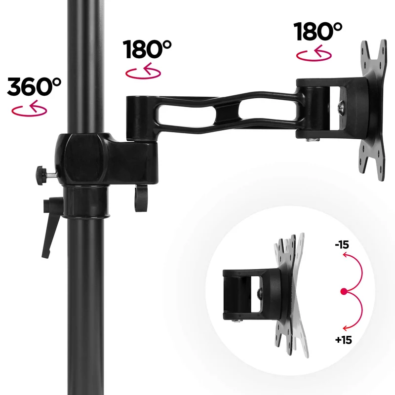 Duronic DM351X2 Monitorarm | Monitor Halterung Bildschirme bis 27" Zoll | LCD LED Display Ständer bis 10 kg | Höhenverstellbar | Neigbar -15° bis +15° | Drehbar 360° | Monitorhalterung Arm VESA