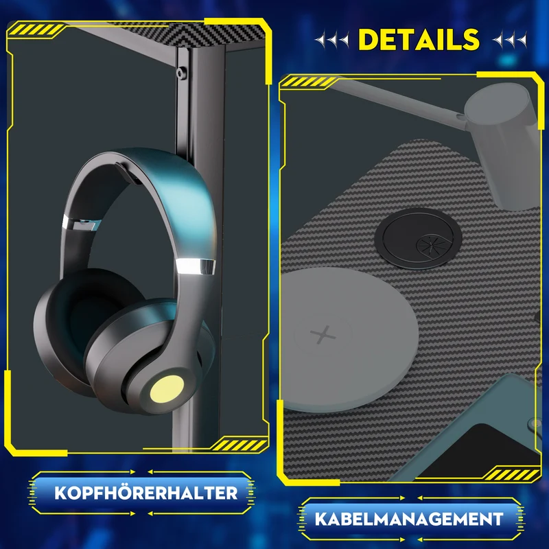 COMHOMA Schreibtisch Gaming Tisch mit Regal