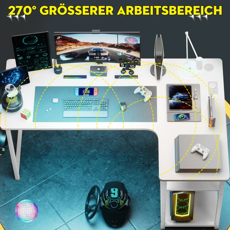 COMHOMA Schreibtisch Gaming Tisch mit Regal