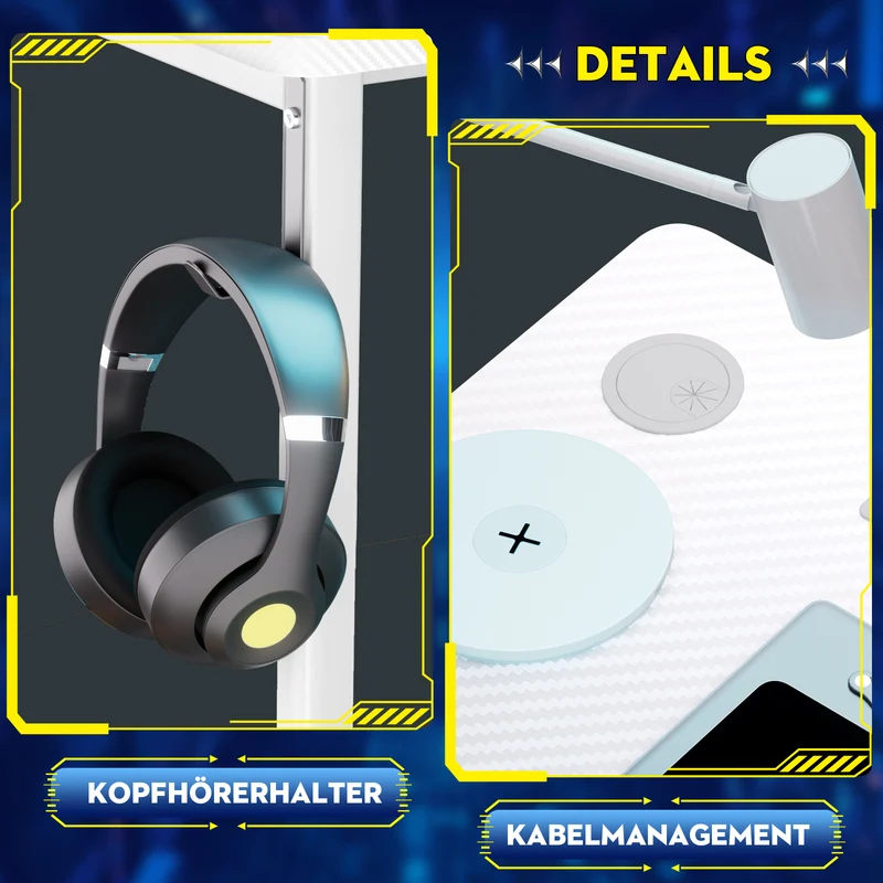COMHOMA Schreibtisch Gaming Tisch mit Regal