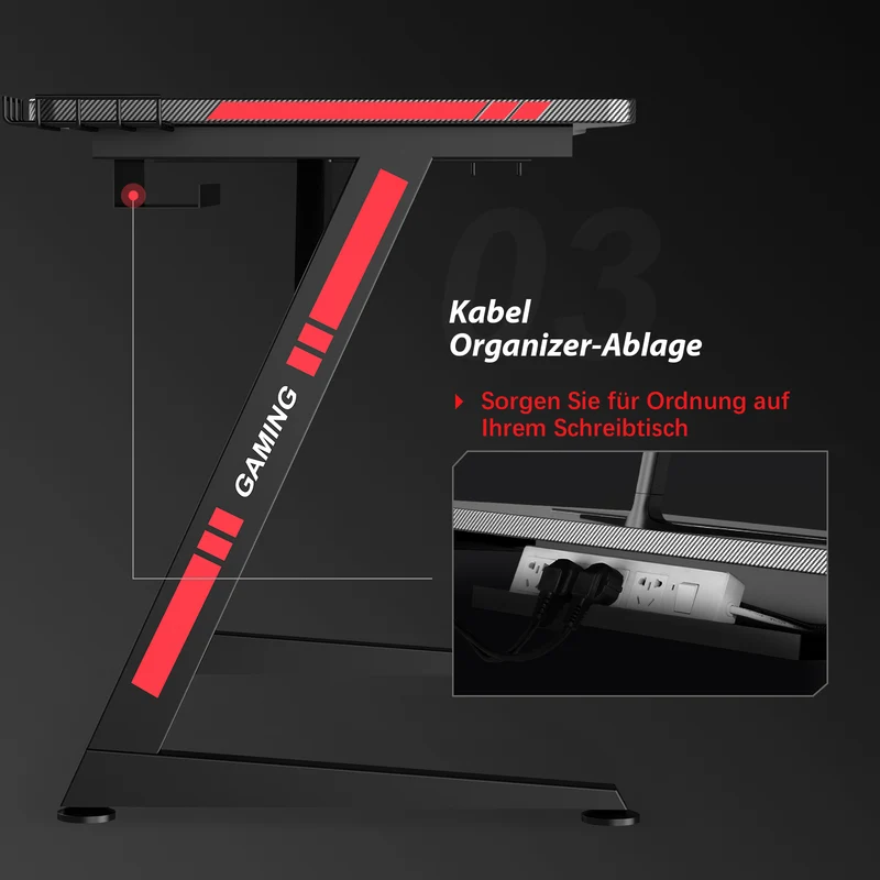 GTPLAYER Gaming Tisch Z-Frame Gaming Schreibtisch mit Monitorständer