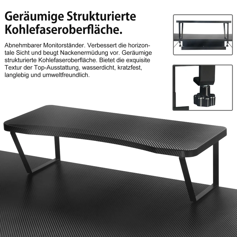 GTPLAYER Gaming Tisch Z-Frame Gaming Schreibtisch mit Monitorständer