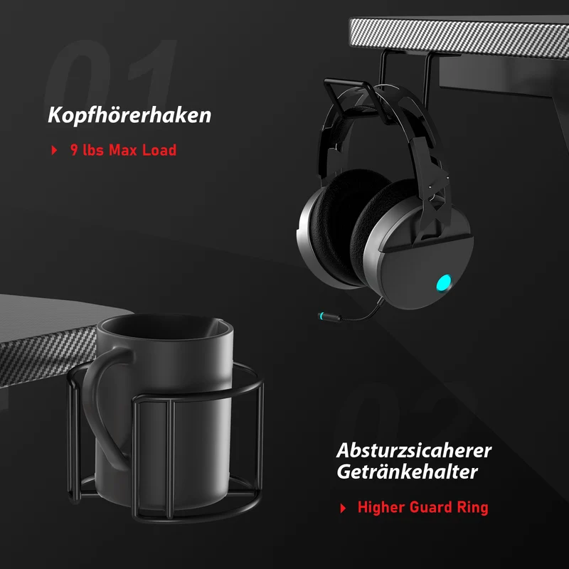 GTPLAYER Gaming Tisch Z-Frame Gaming Schreibtisch mit Monitorständer
