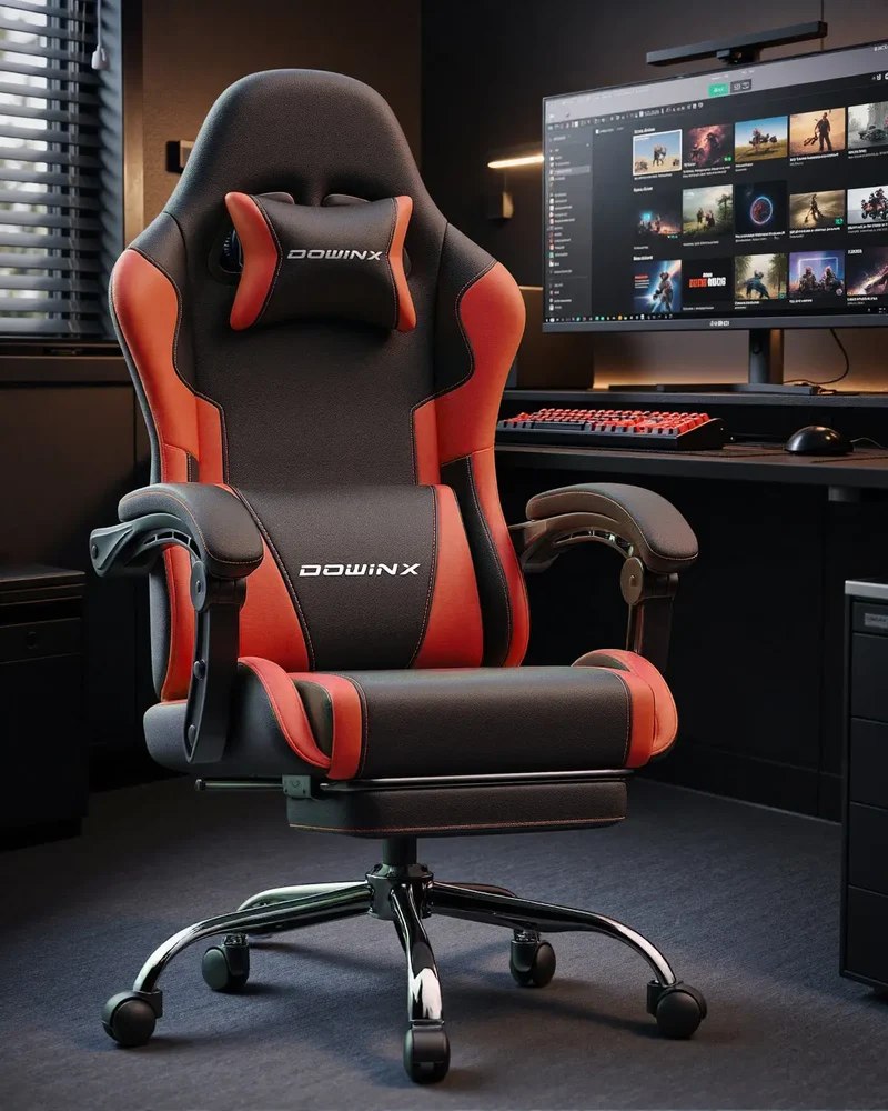 Dowinx Leather Gaming Chair LS-66D58J Black-red