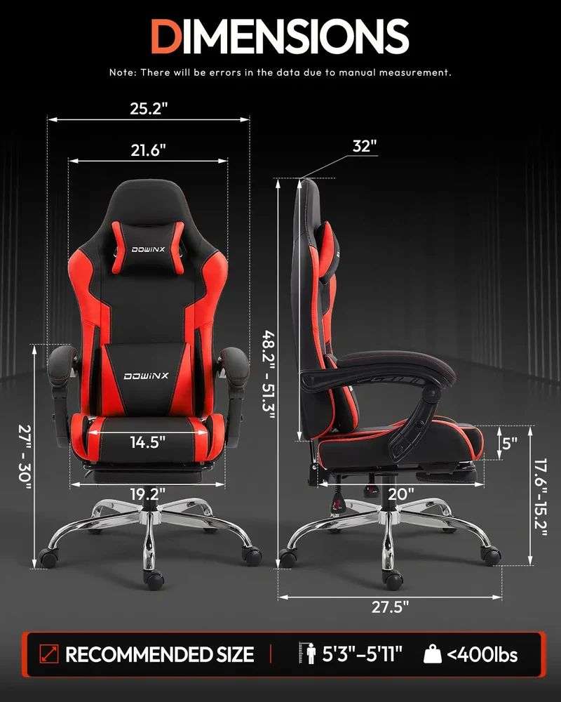 Dowinx Leather Gaming Chair LS-66D58J Black-red