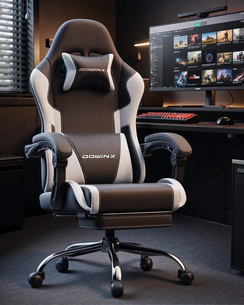 Dowinx Leather Gaming Chair LS-66D58J Black-white