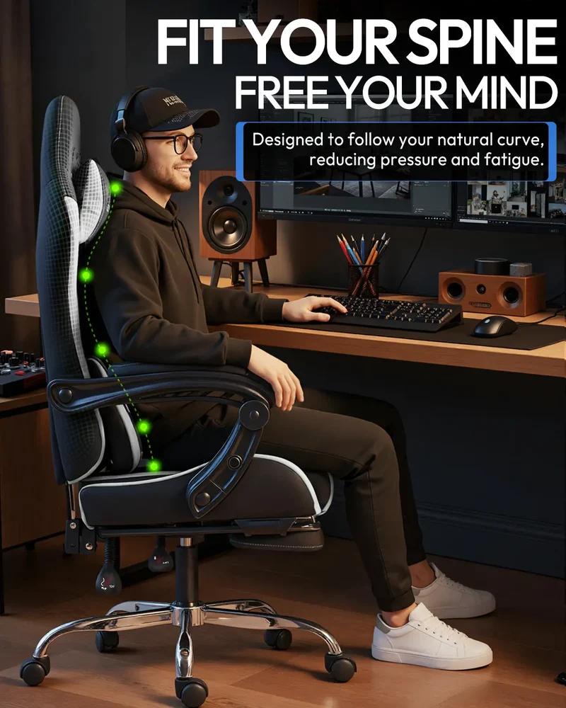 Dowinx Leather Gaming Chair LS-66D58J Black-white
