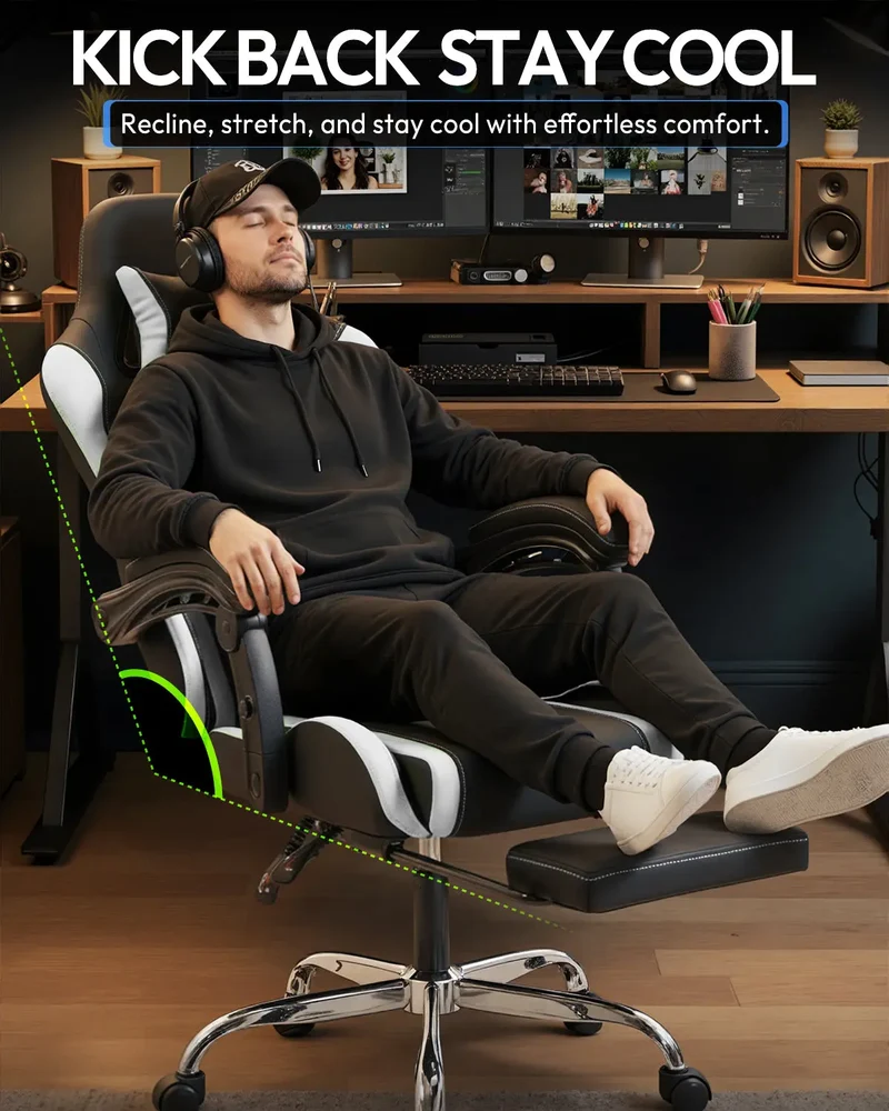 Dowinx Leather Gaming Chair LS-66D58J Black-white