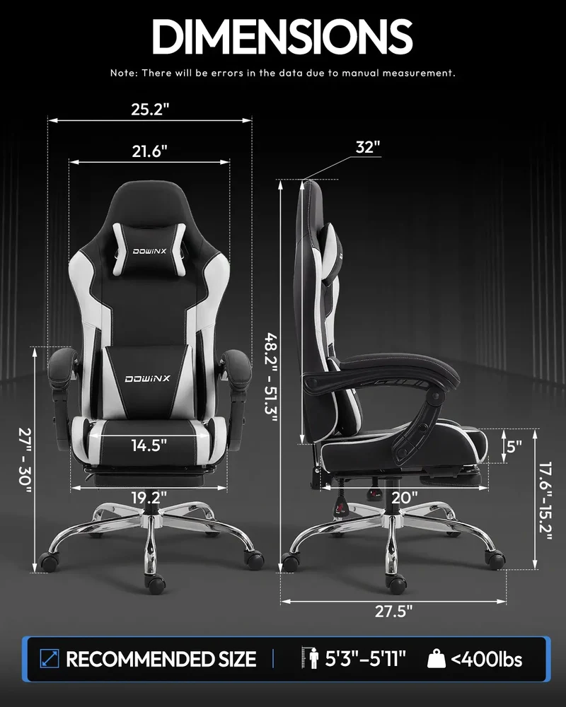 Dowinx Leather Gaming Chair LS-66D58J Black-white