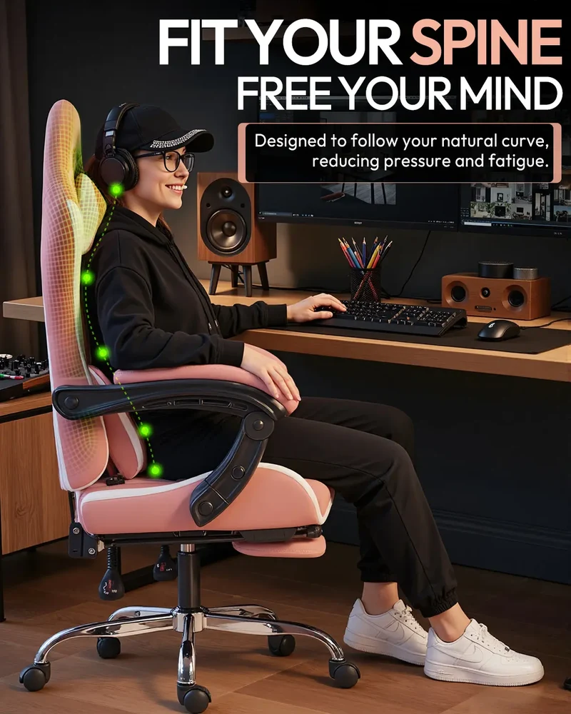 Dowinx Leather Gaming Chair LS-66D58J Pink