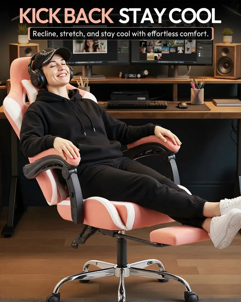 Dowinx Leather Gaming Chair LS-66D58J Pink