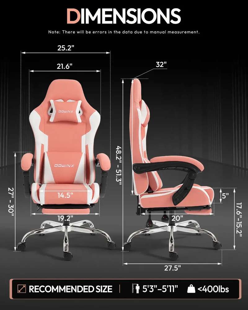 Dowinx Leather Gaming Chair LS-66D58J Pink