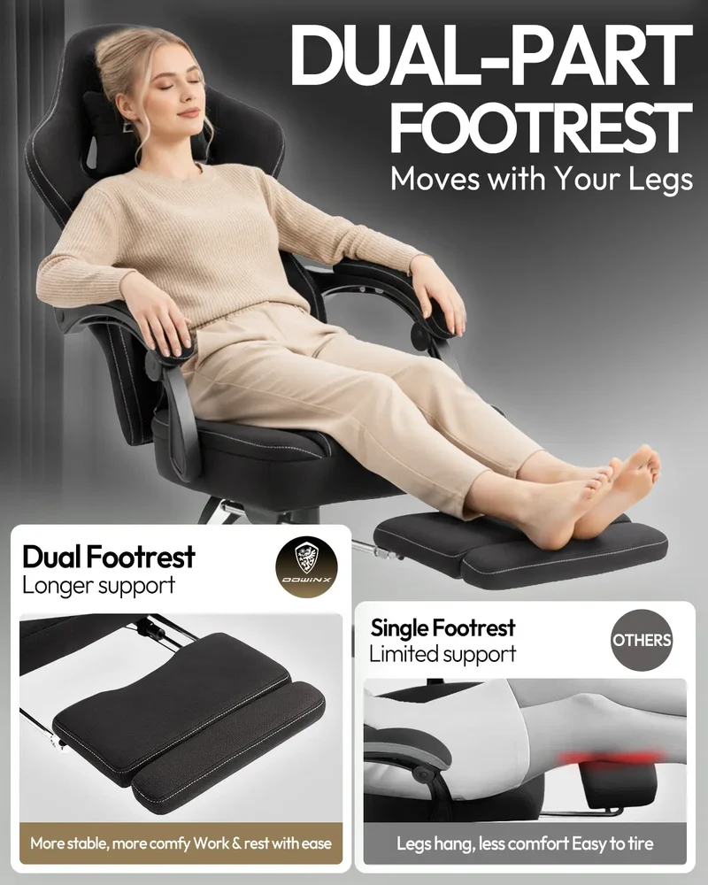 Dowinx Chair LS-66D57E Extended Footrest Black