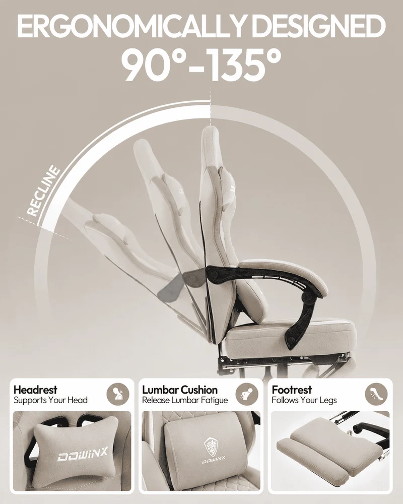 Dowinx Chair LS-66D57E Extended Footrest Beige
