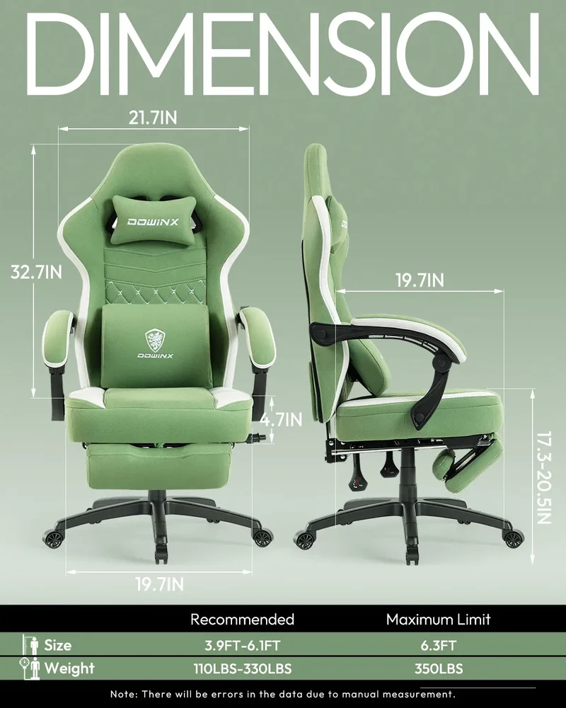 Dowinx Chair LS-66D57E Extended Footrest Green