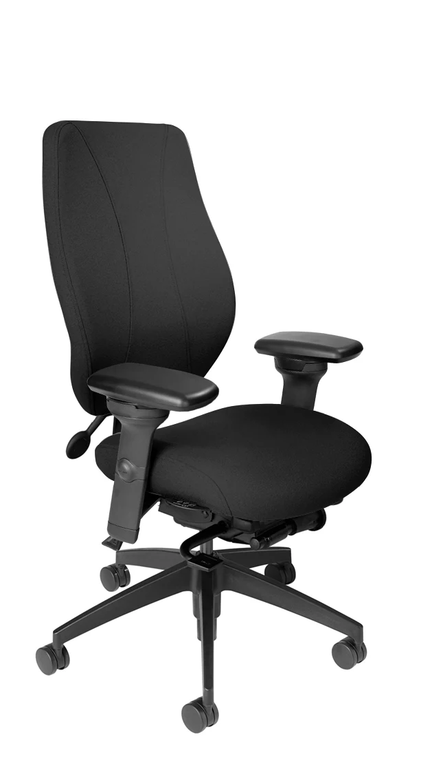 tCentric Hybrid with Upholstered Backrest and Seat, Synchro Glide Mechanism, Midnight Black Frame, Open House Onyx Upholstery
