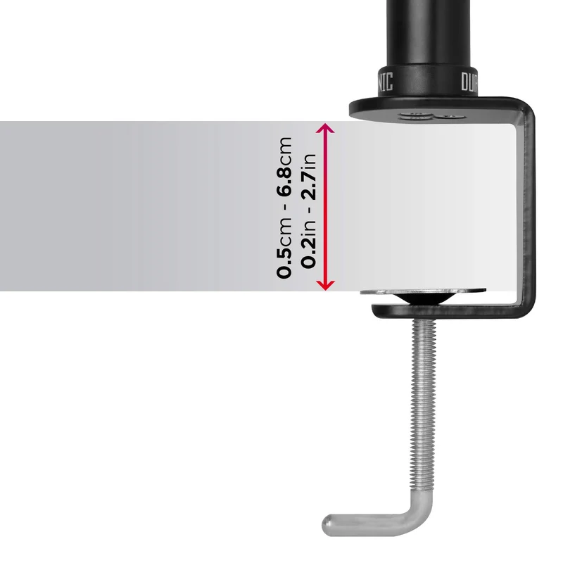 Duronic DM352 BK Monitorarm | Monitor Halterung 2 Bildschirme bis 27" Zoll | LCD LED Display Ständer bis 8 kg | Höhenverstellbar | Neigbar -15° bis +15° | Drehbar 360° | Monitorhalterung 2fach Arm