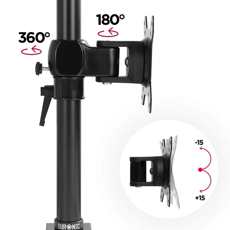 Duronic DM35V2X1 Monitorarm | Vertikale Monitor Halterung 2 Bildschirme bis 27" Zoll | LCD LED Display Ständer bis 8 kg | Höhenverstellbar | Neigbar -15° bis +15° | Drehbar 360° | Monitorhalterung Arm