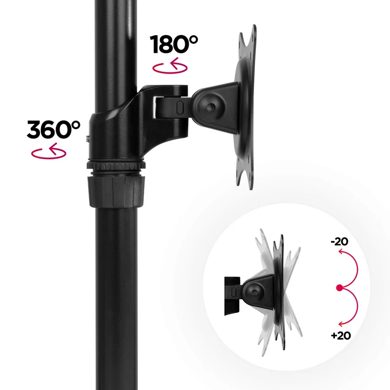 Duronic DM451X1 Monitorarm | Monitor Halterung Bildschirme bis 27" Zoll | LCD LED Display Ständer bis 13 kg | Höhenverstellbar | Neigbar -20° bis +20° | Drehbar 360° | Monitorhalterung 2fach VESA Arm