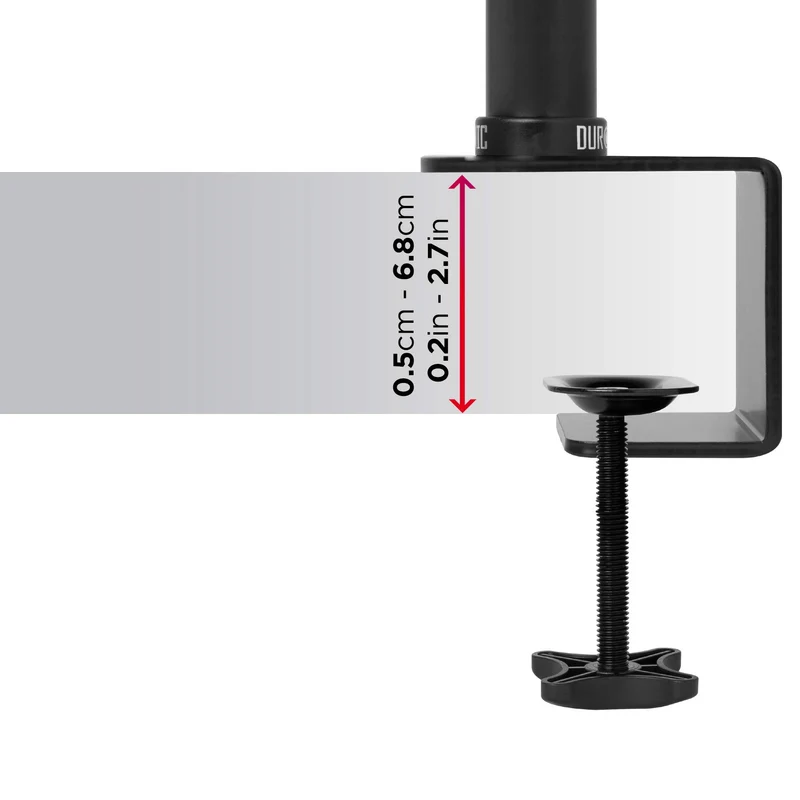 Duronic DM451X1 Monitorarm | Monitor Halterung Bildschirme bis 27" Zoll | LCD LED Display Ständer bis 13 kg | Höhenverstellbar | Neigbar -20° bis +20° | Drehbar 360° | Monitorhalterung 2fach VESA Arm