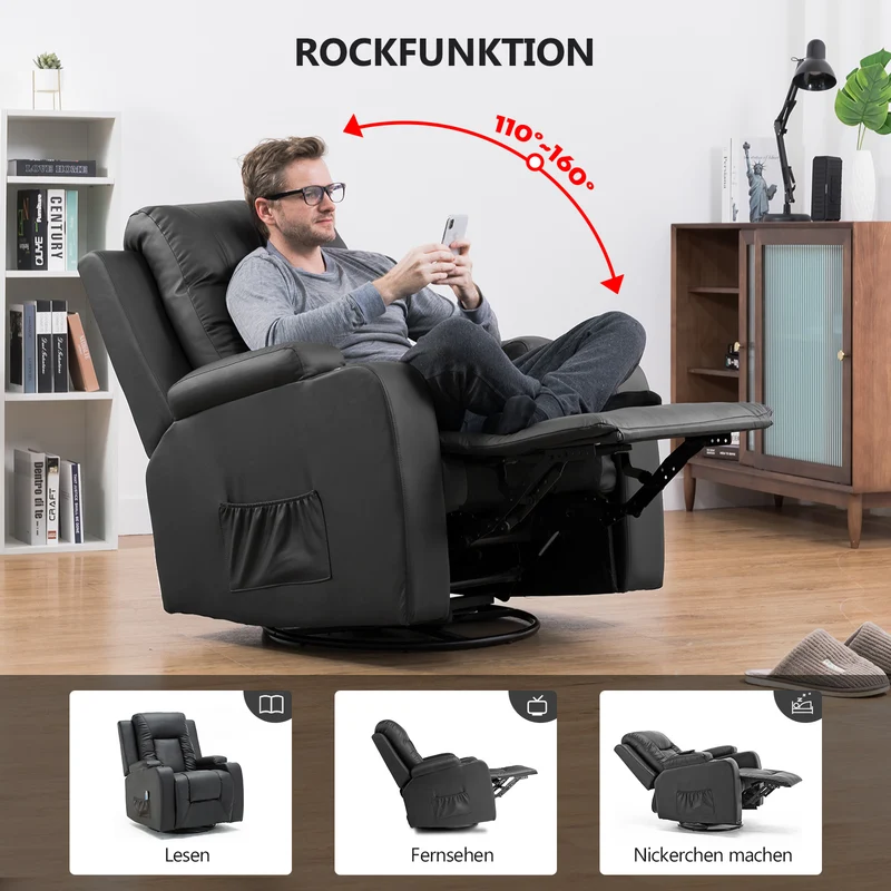 Beheizter Massagesessel mit Liegefunktion CH7134