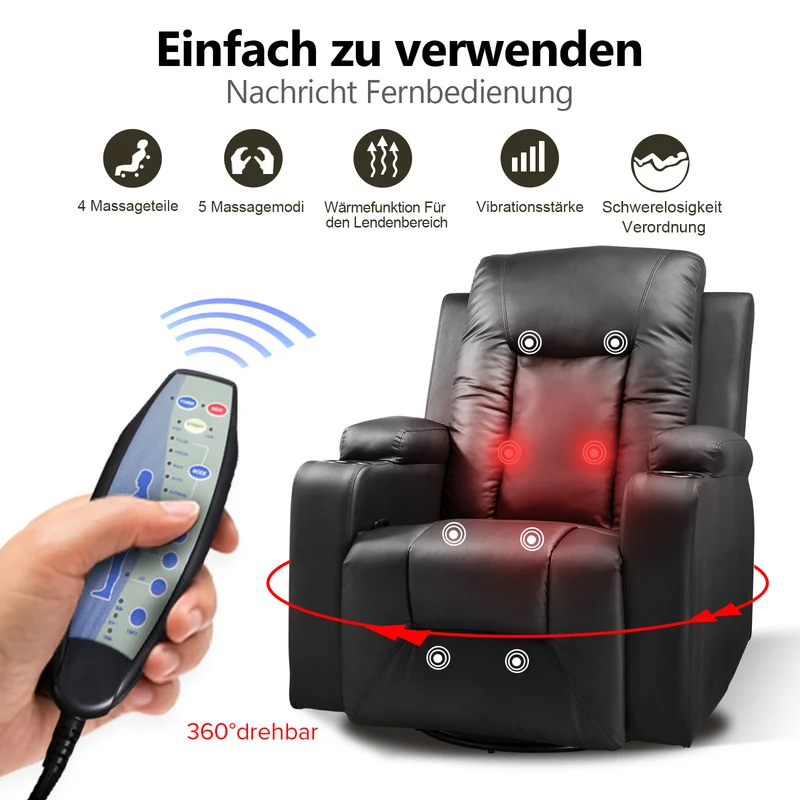 Beheizter Massagesessel mit Liegefunktion CH7134