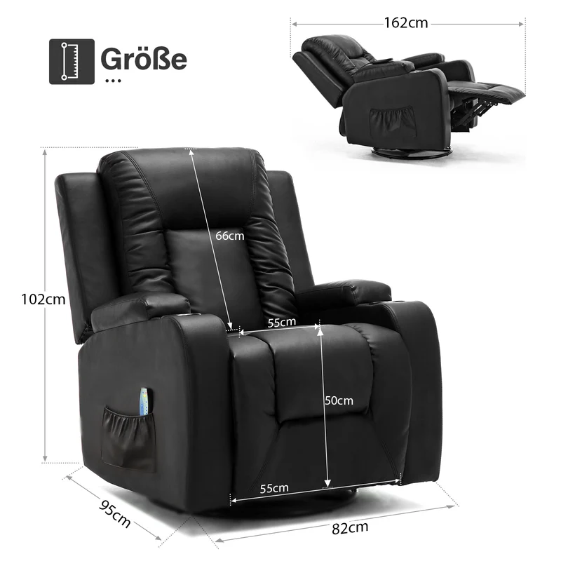 Beheizter Massagesessel mit Liegefunktion CH7134