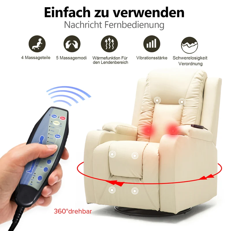 Beheizter Massagesessel mit Liegefunktion CH7134