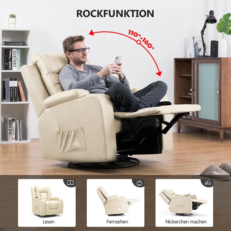 Beheizter Massagesessel mit Liegefunktion CH7134