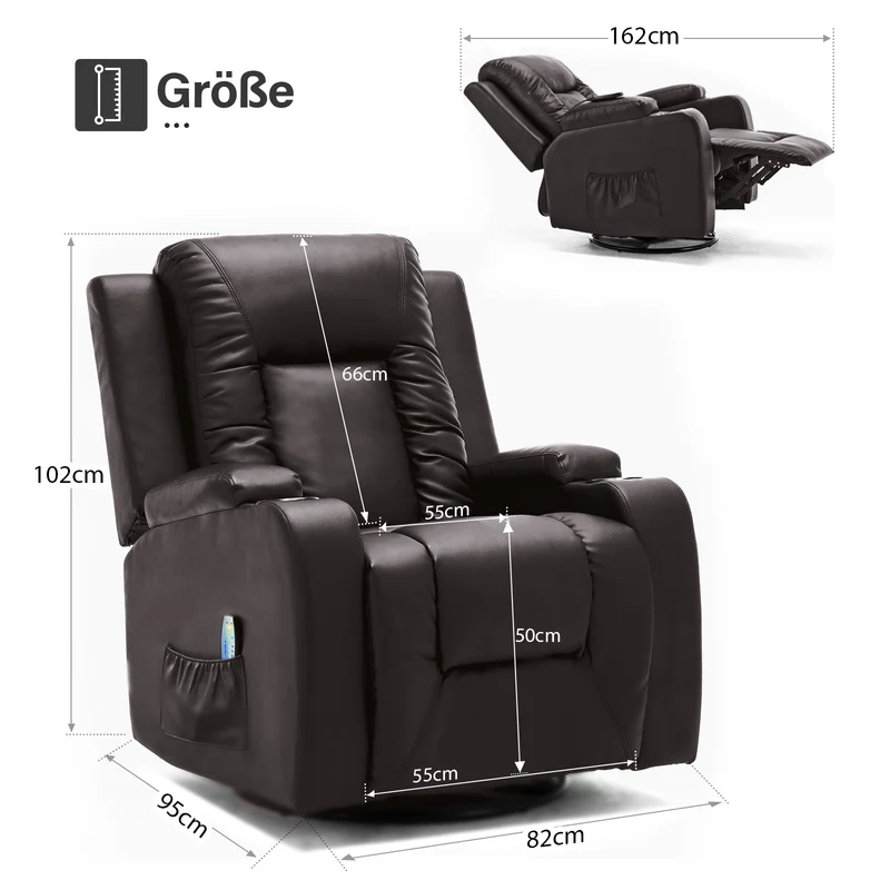 Beheizter Massagesessel mit Liegefunktion CH7134