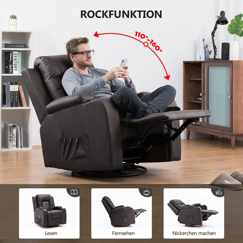 Beheizter Massagesessel mit Liegefunktion CH7134
