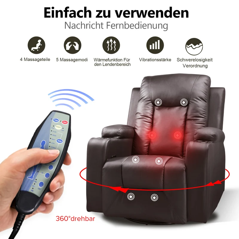 Beheizter Massagesessel mit Liegefunktion CH7134