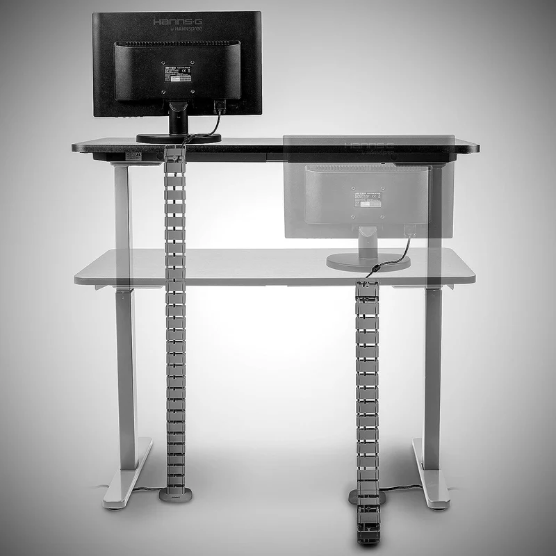 Duronic CM1DM SR Kabelkanal | Kabelführung Schreitisch | Flexibles Kabelmanagement für Ordnung am Arbeitsplatz und Werkstatt | Modular bis 1,3m | Metallplatte zum Schrauben unter Tisch | Kunststoff
