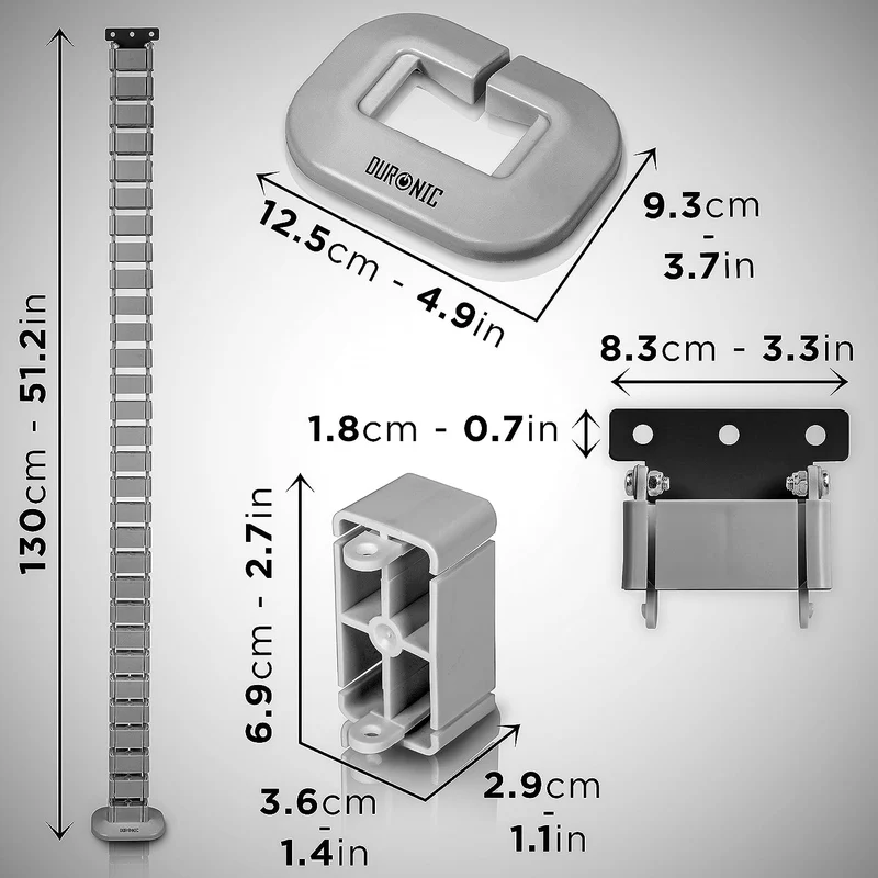 Duronic CM1DM SR Kabelkanal | Kabelführung Schreitisch | Flexibles Kabelmanagement für Ordnung am Arbeitsplatz und Werkstatt | Modular bis 1,3m | Metallplatte zum Schrauben unter Tisch | Kunststoff