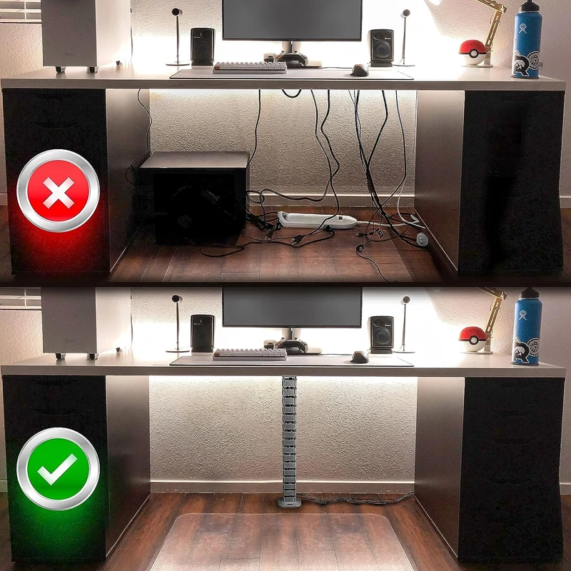 Duronic CM1DM SR Kabelkanal | Kabelführung Schreitisch | Flexibles Kabelmanagement für Ordnung am Arbeitsplatz und Werkstatt | Modular bis 1,3m | Metallplatte zum Schrauben unter Tisch | Kunststoff