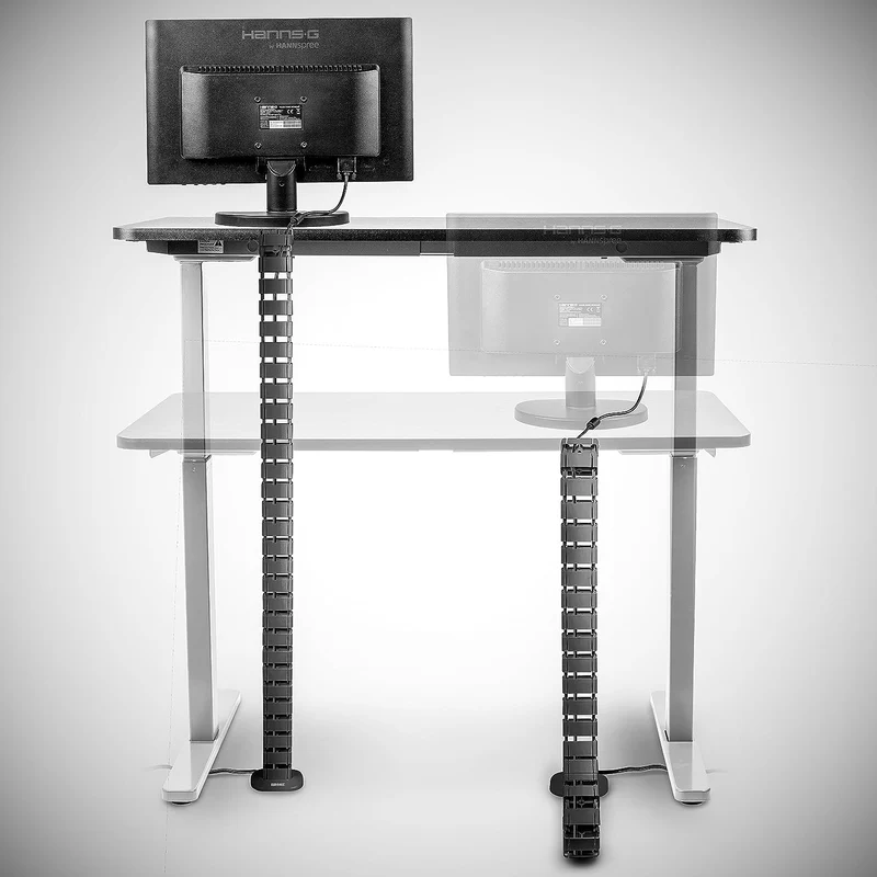 Duronic CM1DM BK Kabelkanal | Kabelführung Schreitisch | Flexibles Kabelmanagement für Ordnung am Arbeitsplatz und Werkstatt | Modular bis 1,3m | Metallplatte zum Schrauben unter Tisch | Kunststoff