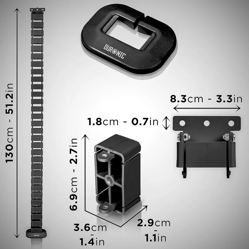 Duronic CM1DM BK Kabelkanal | Kabelführung Schreitisch | Flexibles Kabelmanagement für Ordnung am Arbeitsplatz und Werkstatt | Modular bis 1,3m | Metallplatte zum Schrauben unter Tisch | Kunststoff
