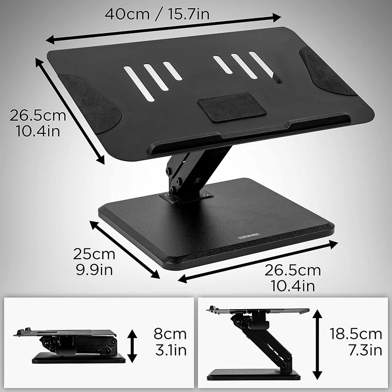 Duronic DML125 Laptopständer | Höhenverstellbare Laptoperhöhung für Notebooks bis 13 Zoll | Lapdesk und Knietablett als Schreibtischaufsatz | Stabile Unterlage mit Antirutschpads | 45° Neigung