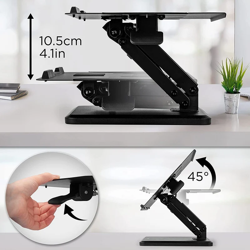 Duronic DML125 Laptopständer | Höhenverstellbare Laptoperhöhung für Notebooks bis 13 Zoll | Lapdesk und Knietablett als Schreibtischaufsatz | Stabile Unterlage mit Antirutschpads | 45° Neigung