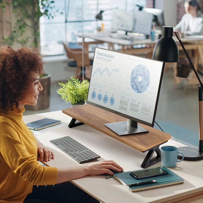 Duronic DM06-2 AW Monitorständer | 82 x 30 cm Fläche | Bis 10kg | 16cm Höhe | Ergonomischer Bildschirmständer Schreibtisch | Schreibtischaufsatz Monitor und Laptop | Bildschirmerhöhung LCD LED OLED TV